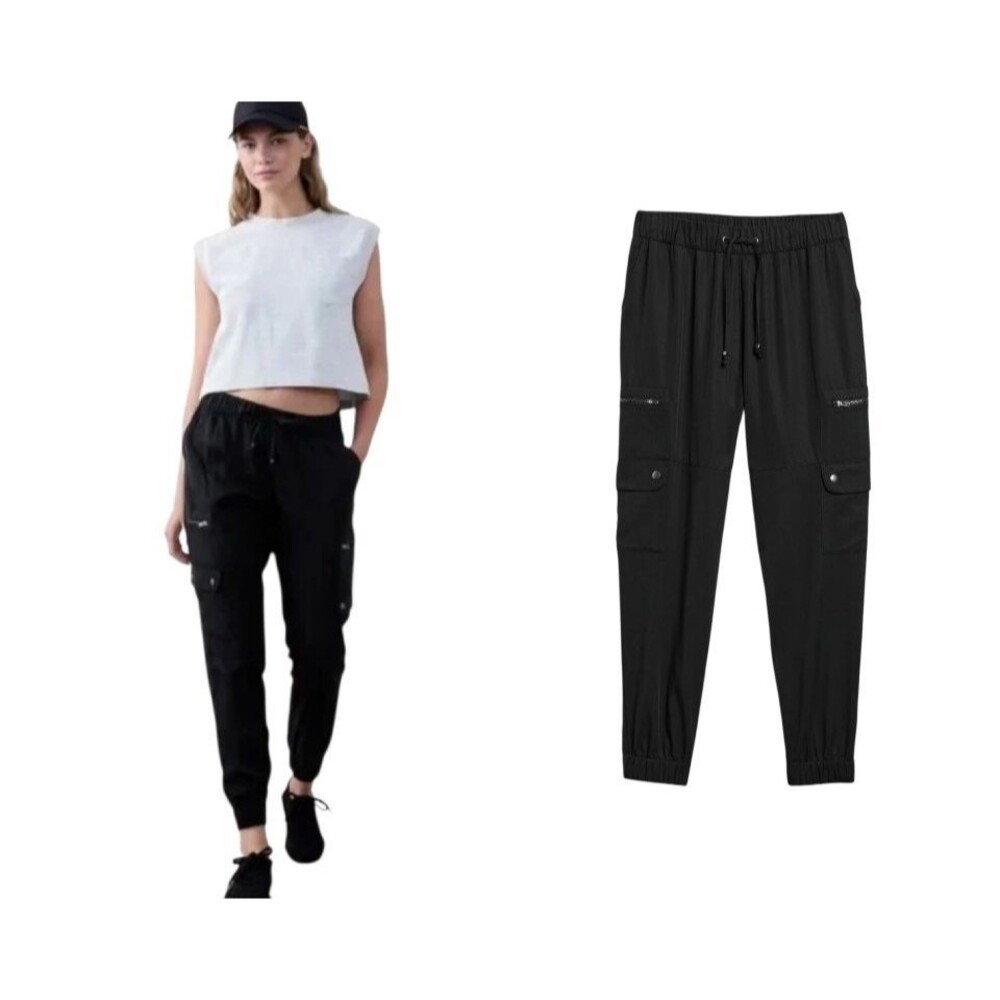 Banana Republic Factory Women's Black Lyocell Ankle Jogger Cargo Pants Size M